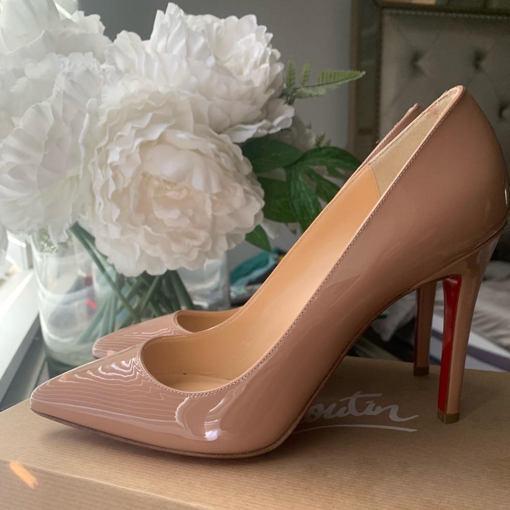 Christian louboutin pigalles nude patent leather